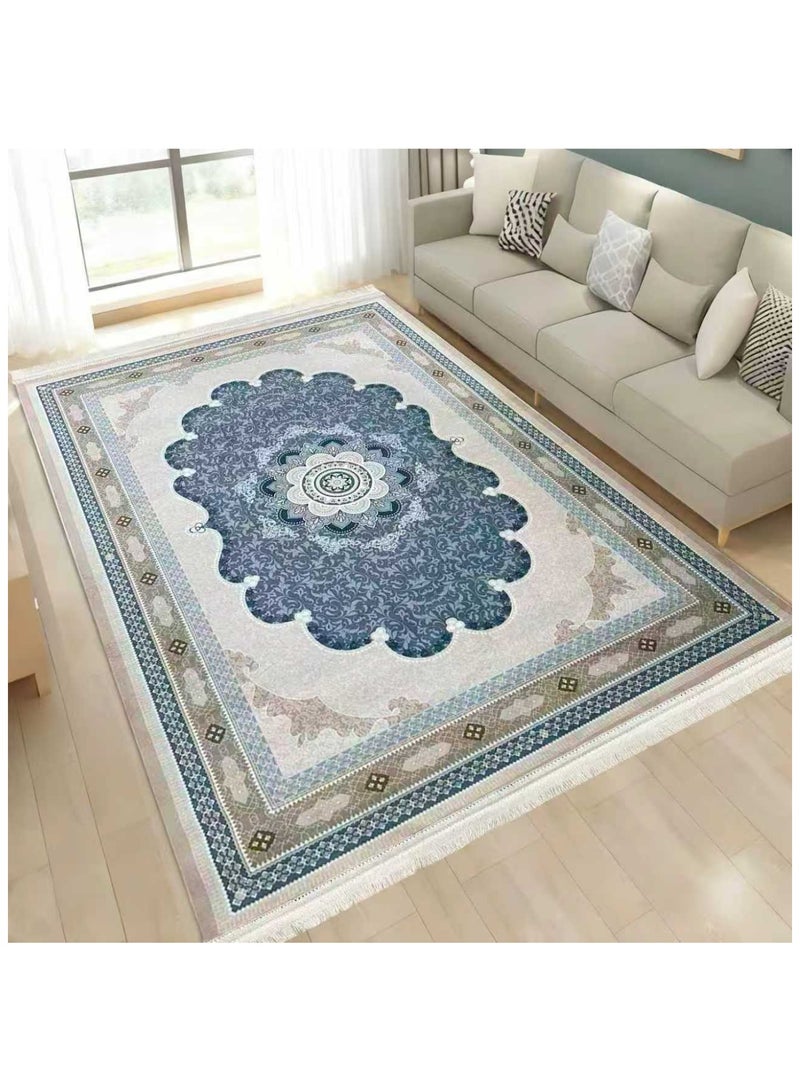 SMART HOME Large padded floor mat with a soft velvet surface and non-slip backing - Living room rug - Majlis rug - Lounge rug - Luxurious decorative rug - Elegant rug with modern patterns for living rooms and majlis - Size 300x200cm - Suitable for everyday use and entertaining - Image 1